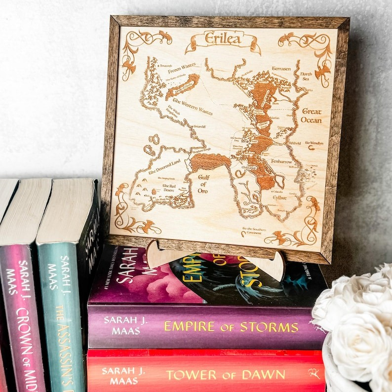 Erilea Map Wooden Wall Art, Throne of Glass Inspired Bookshelf Decor Throne of Glass Erile WSVLR02