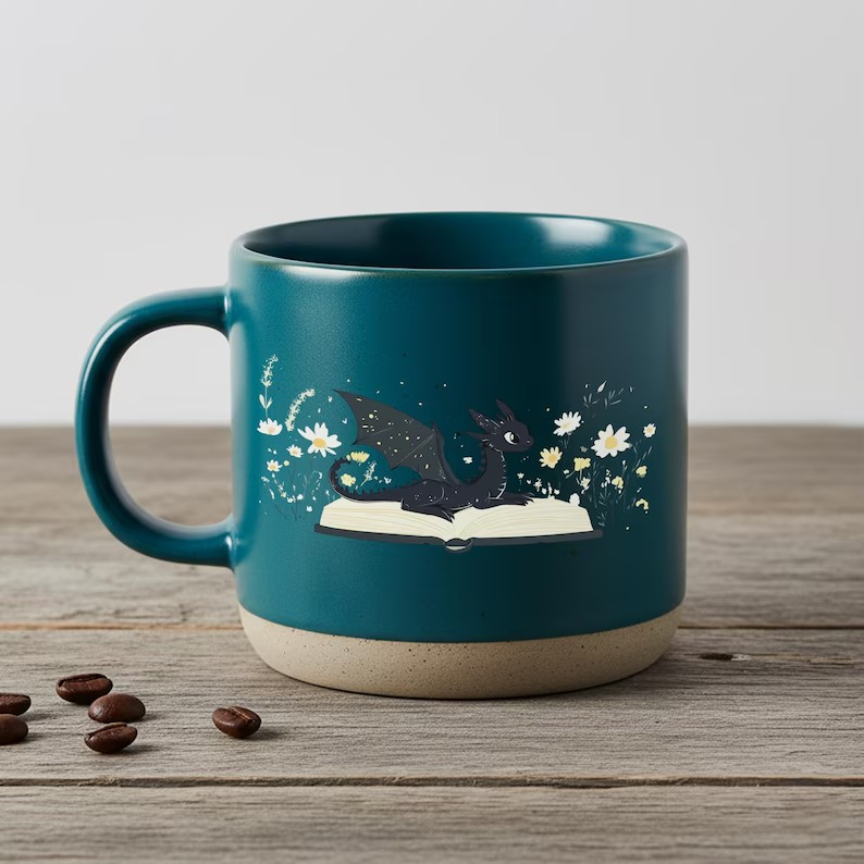 Pottery Mug Fantasy Dragon , Fantasy Bookish Mug, 4th Wing Merch, Book Lover Gift, Bookish Coffee Cup, Dragon Home Decor for Reader,Book Gift
