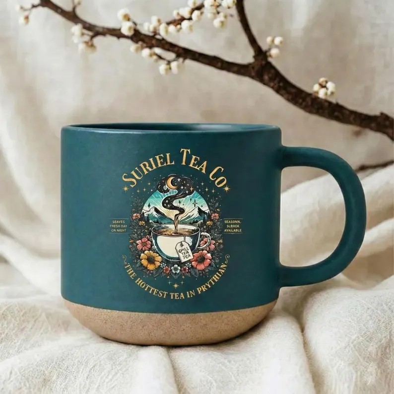 ACOTAR Inspired Suriel Tea Co Pottery Mug, Bookish Tea Cup, Fantasy Coffee Mug, Gift for Readers and Book Lovers PMVLR23