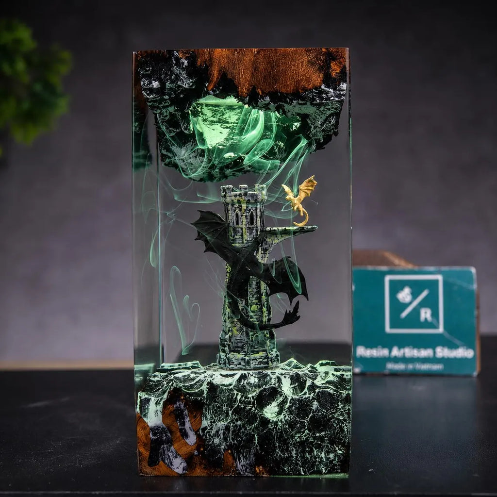 Tairn and Andarna Resin Lamp, Fourth Wing Inspired Dragon Decor, Empyrean Book Lover Gift, Fantasy RGB LED Night Light. ERNLVLA20