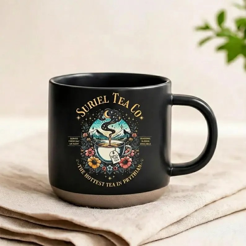 ACOTAR Inspired Suriel Tea Co Pottery Mug, Bookish Tea Cup, Fantasy Coffee Mug, Gift for Readers and Book Lovers PMVLR23