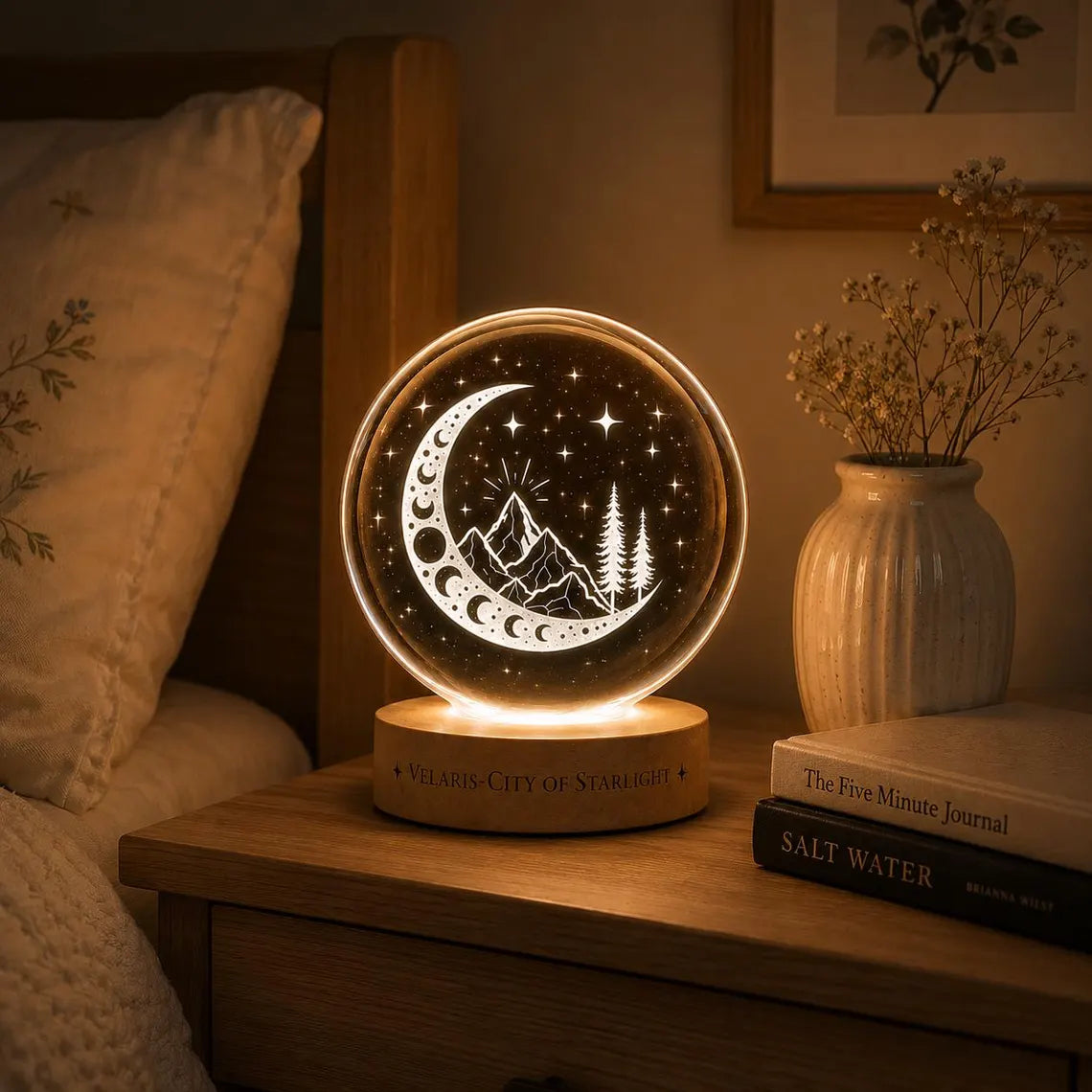Velaris Crystal Ball Night Light, To The Stars Who Listen Lamp, Night Court Bookish Decor, Fantasy Reader Gift, Starlight Globe. NLVLR8