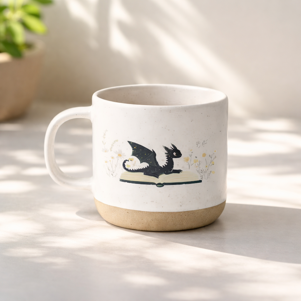Pottery Mug Fantasy Dragon , Fantasy Bookish Mug, 4th Wing Merch, Book Lover Gift, Bookish Coffee Cup, Dragon Home Decor for Reader,Book Gift
