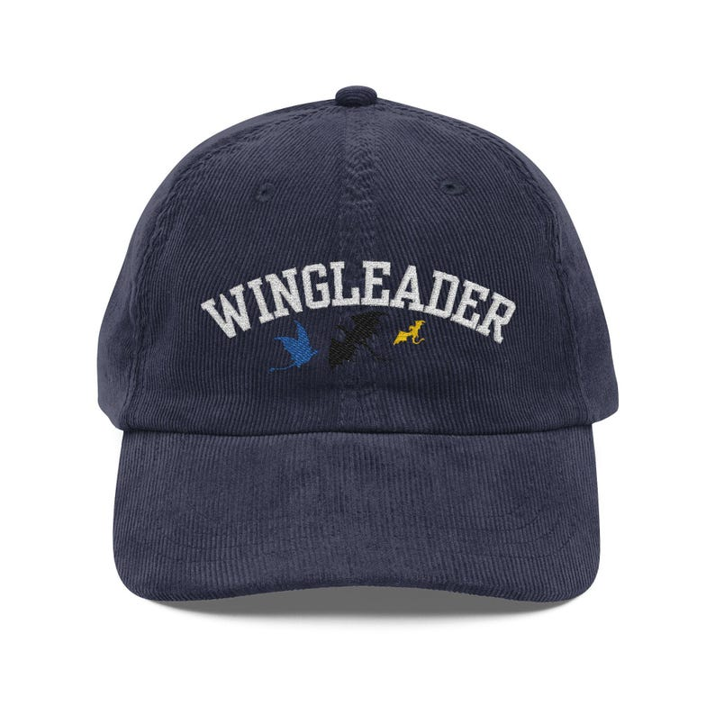 Fourth Wing Inspired Wingleader Corduroy Dad Hat, Dragon Rider Embroidered Cap, Fantasy Bookish Gift for Readers VLRH16