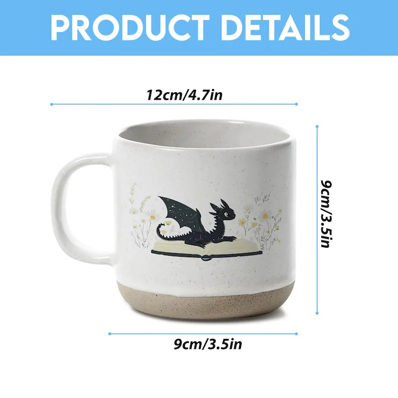 Pottery Mug Fantasy Dragon , Fantasy Bookish Mug, 4th Wing Merch, Book Lover Gift, Bookish Coffee Cup, Dragon Home Decor for Reader,Book Gift