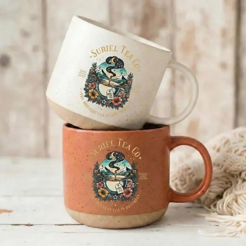 ACOTAR Inspired Suriel Tea Co Pottery Mug, Bookish Tea Cup, Fantasy Coffee Mug, Gift for Readers and Book Lovers PMVLR23