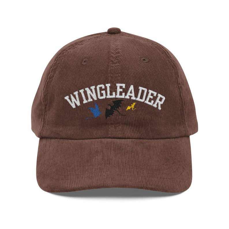 Fourth Wing Inspired Wingleader Corduroy Dad Hat, Dragon Rider Embroidered Cap, Fantasy Bookish Gift for Readers VLRH16