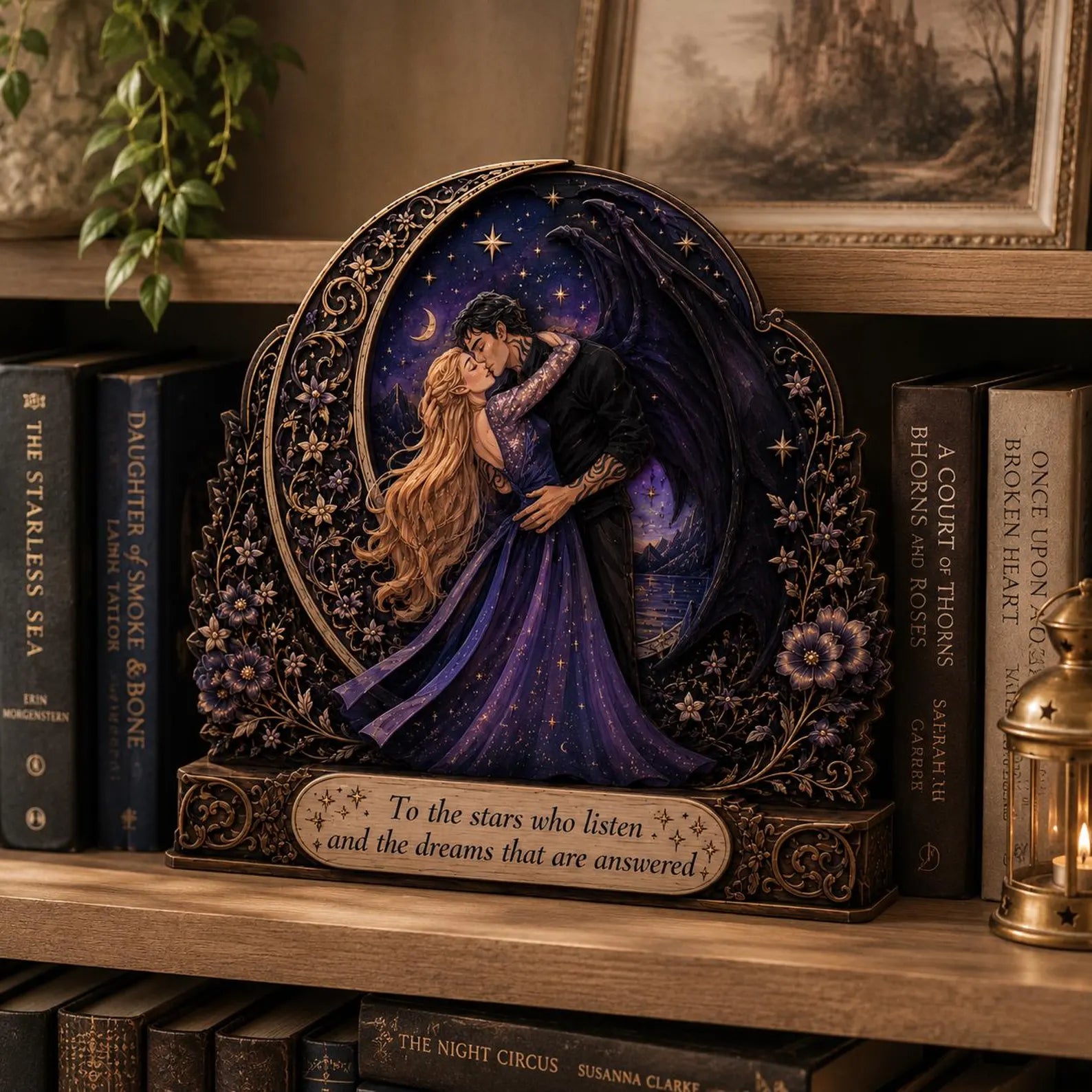 ACOTAR Inspired Wooden Block, To The Stars Who Listen Sign, Feyre and Rhysand Gift, Night Court Book Nook Decor, Fantasy Romance Plaque – WBVLR19