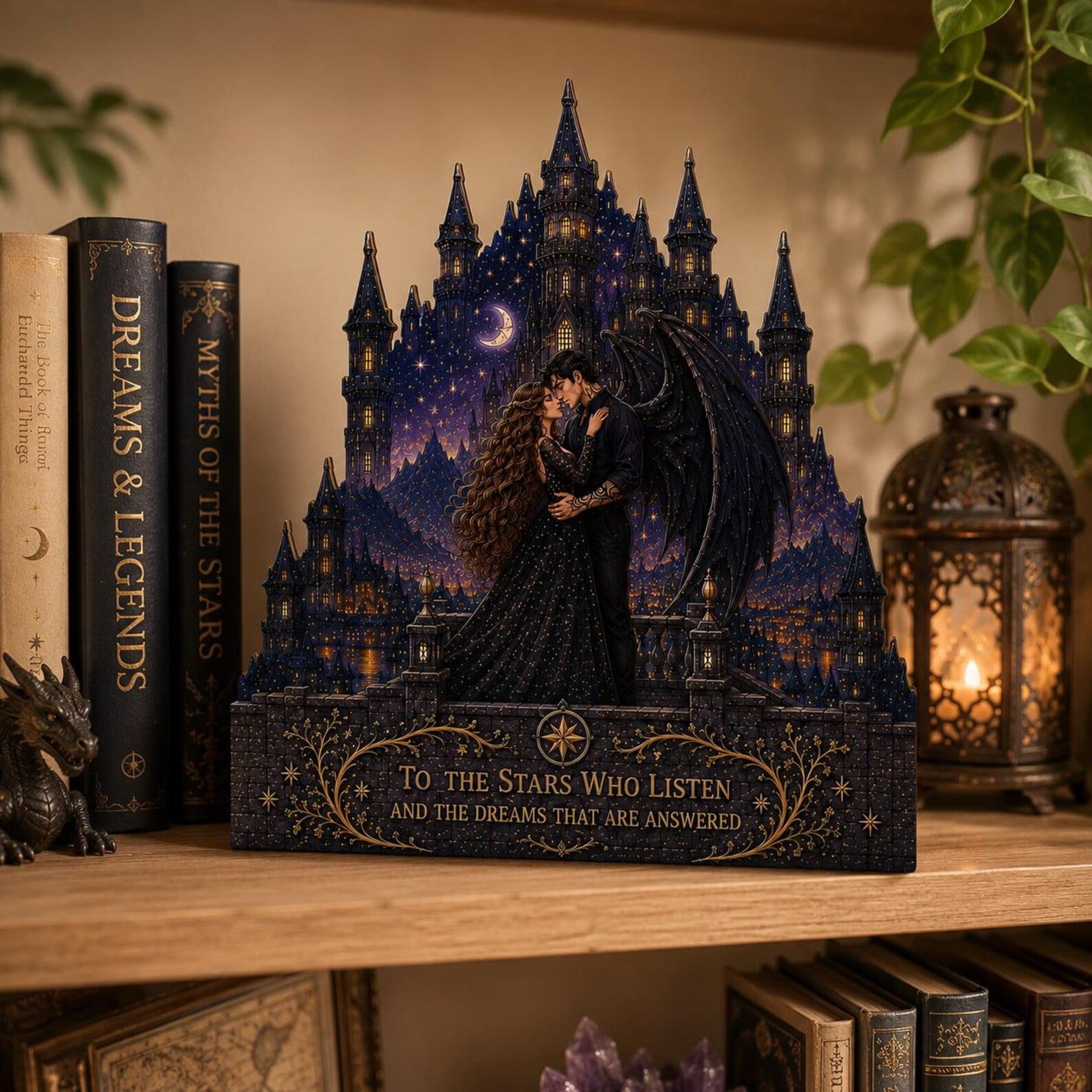 ACOTAR Feyre and Rhysand Wooden Block, To The Stars Who Listen Decor, Velaris Night Court Shelf Sitter, Fantasy Romance Bookish Gift – WBVLR16