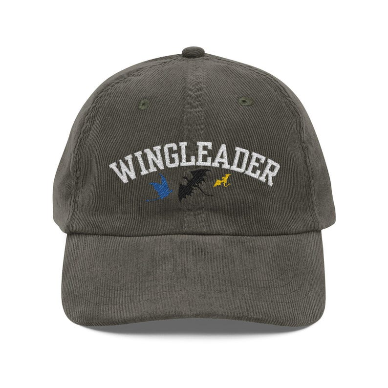 Fourth Wing Inspired Wingleader Corduroy Dad Hat, Dragon Rider Embroidered Cap, Fantasy Bookish Gift for Readers VLRH16