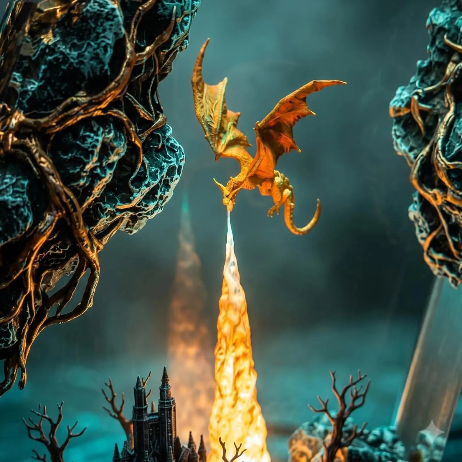 Handmade Dragon Resin Lamp, Fire and Ice Epoxy Wood Decor, 3D Dragon Table Lamp, Fantasy Night Light Art, Unique Birthday Gift, Gift for Dad. ERNLVLA02