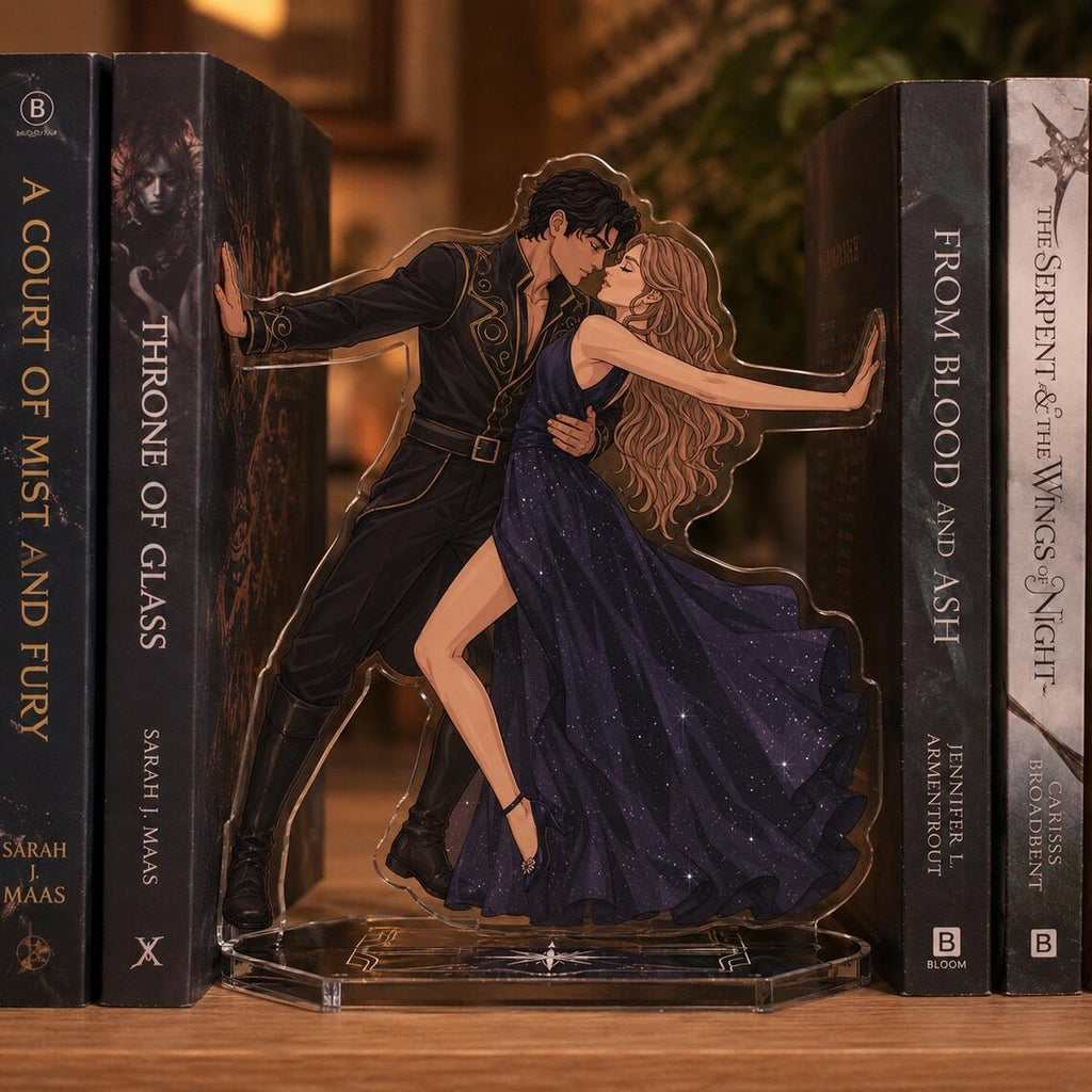 Rhysand and Feyre Acrylic Bookend Standee, ACOTAR Inspired Bookshelf Decor, Romantasy Couple Display, Fantasy Reader Gift. BSVLAR02