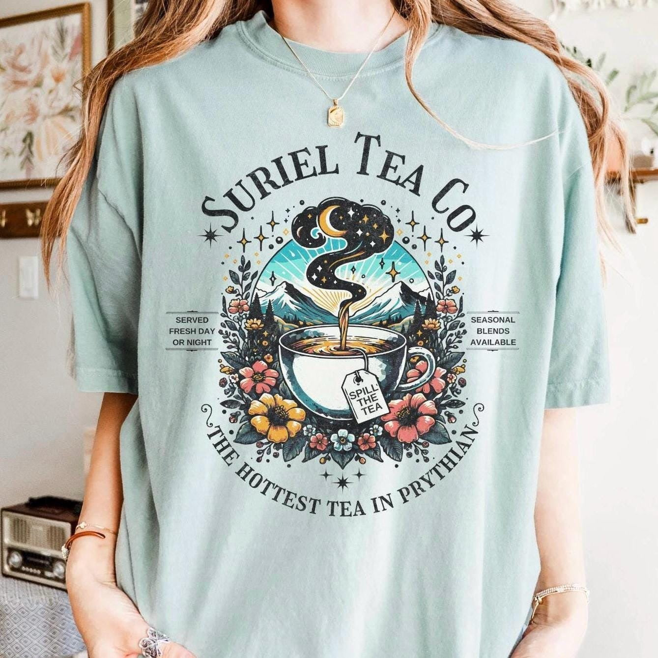 Comfort Colors Suriel Tea Co Shirt, ACOTAR Suriel Tea Shirt, Velaris T-Shirt, A Court Of Thorns and Roses Shirt, SJM Merch, Bookish Shirt, Book Lover Gift CFVLR35
