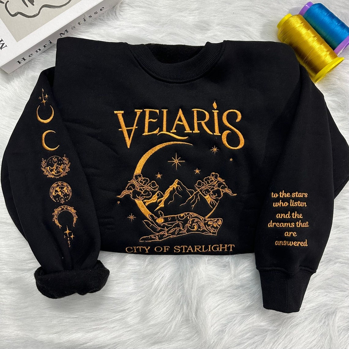 Embroidered Velaris Sweatshirt, ACOTA Velaris City Of Starlight Embroidered Shirt, VEMB12