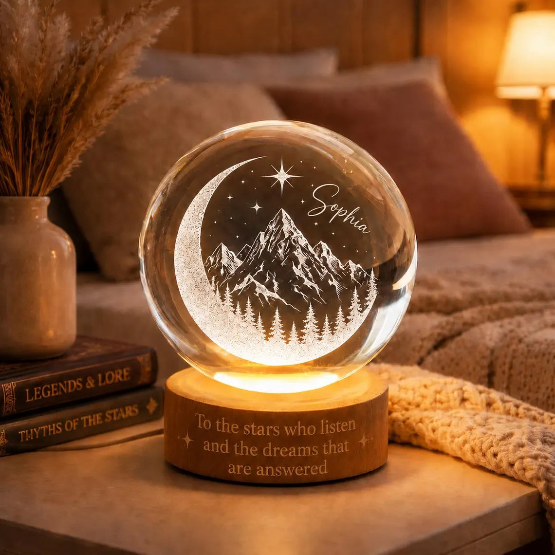 Custom To the Stars Who Listen Crystal Ball Night Light, Night Court Inspired, Book Lover Gift for her, Velaris Lamp, City Starlight. NLVLR5