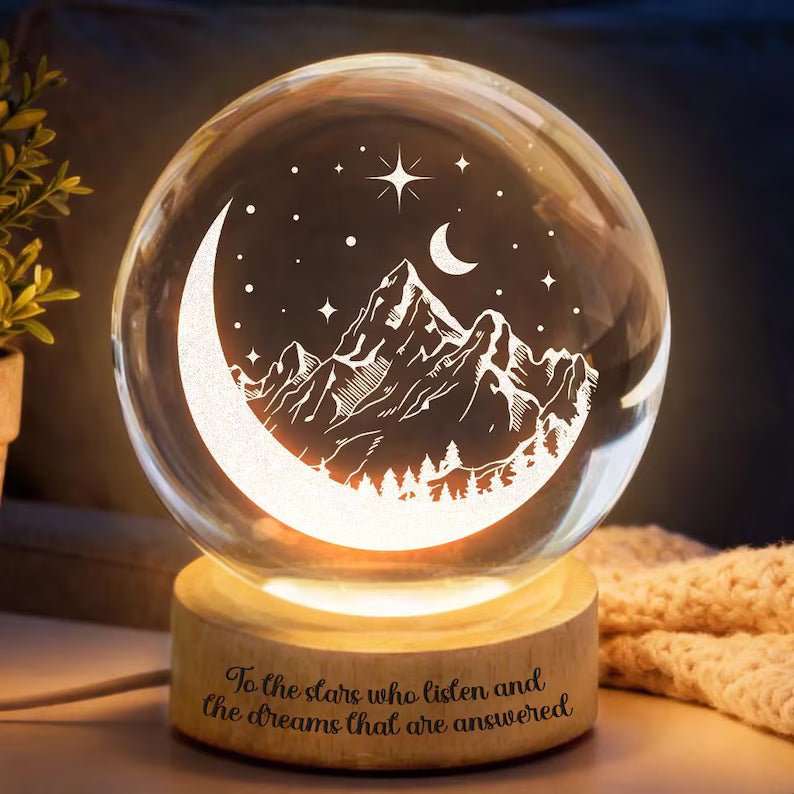 To the Stars Who Listen Crystal Ball Night Light, Night Court Inspired, Book Lover Gift, Velaris Lamp, City Starlight, Gift For Her. NLVLR1