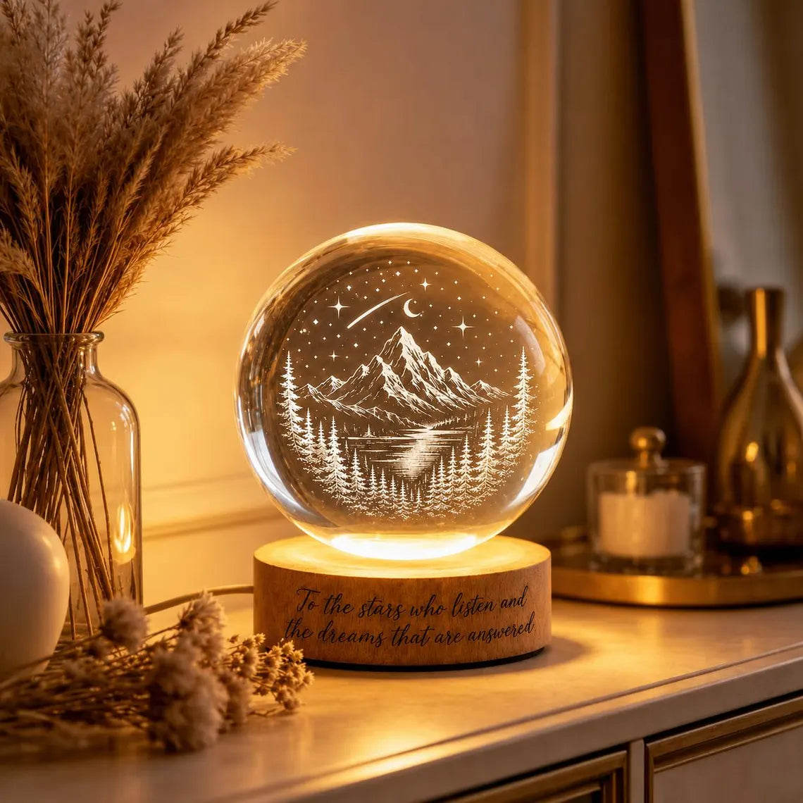 To the Stars Who Listen Crystal Ball Night Light, Night Court Inspired, Book Lover Gift, Velaris Lamp, City Starlight, Gift For Her. NLVLR7