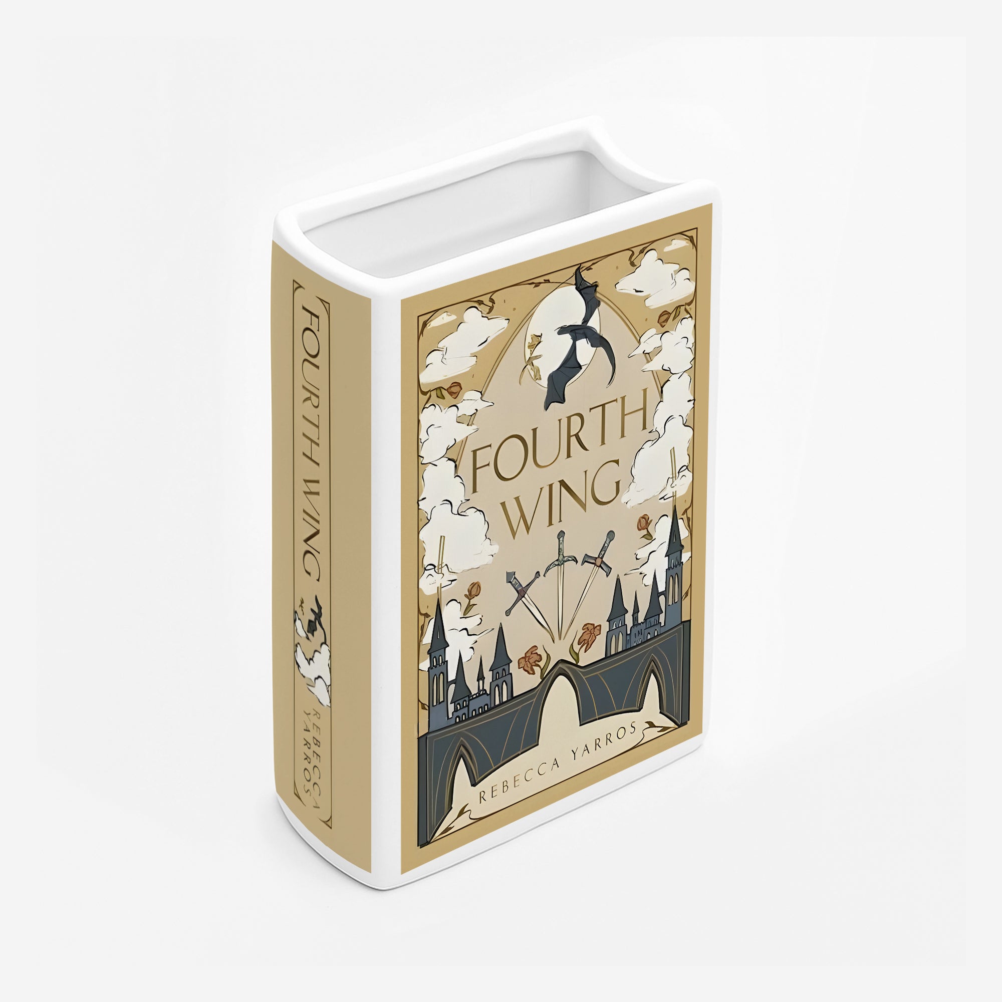 Fourth Wing Ceramic Book Vase, Ceramic Fantasy Book Shaped Vase, Fourth Wing Inspired Home Decor, Dragon Lover Gift for Fans CVVRL02