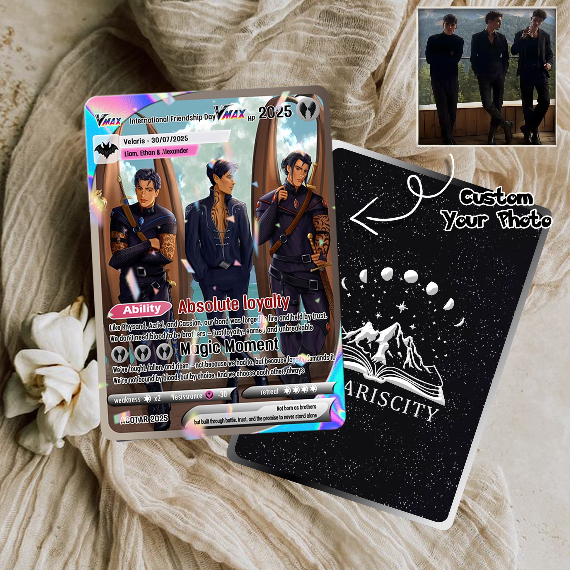 Friendship Gift Custom Card, Custom Photo Anime Card, Acotar Card Gift, Velaris City Gift. CVLR022