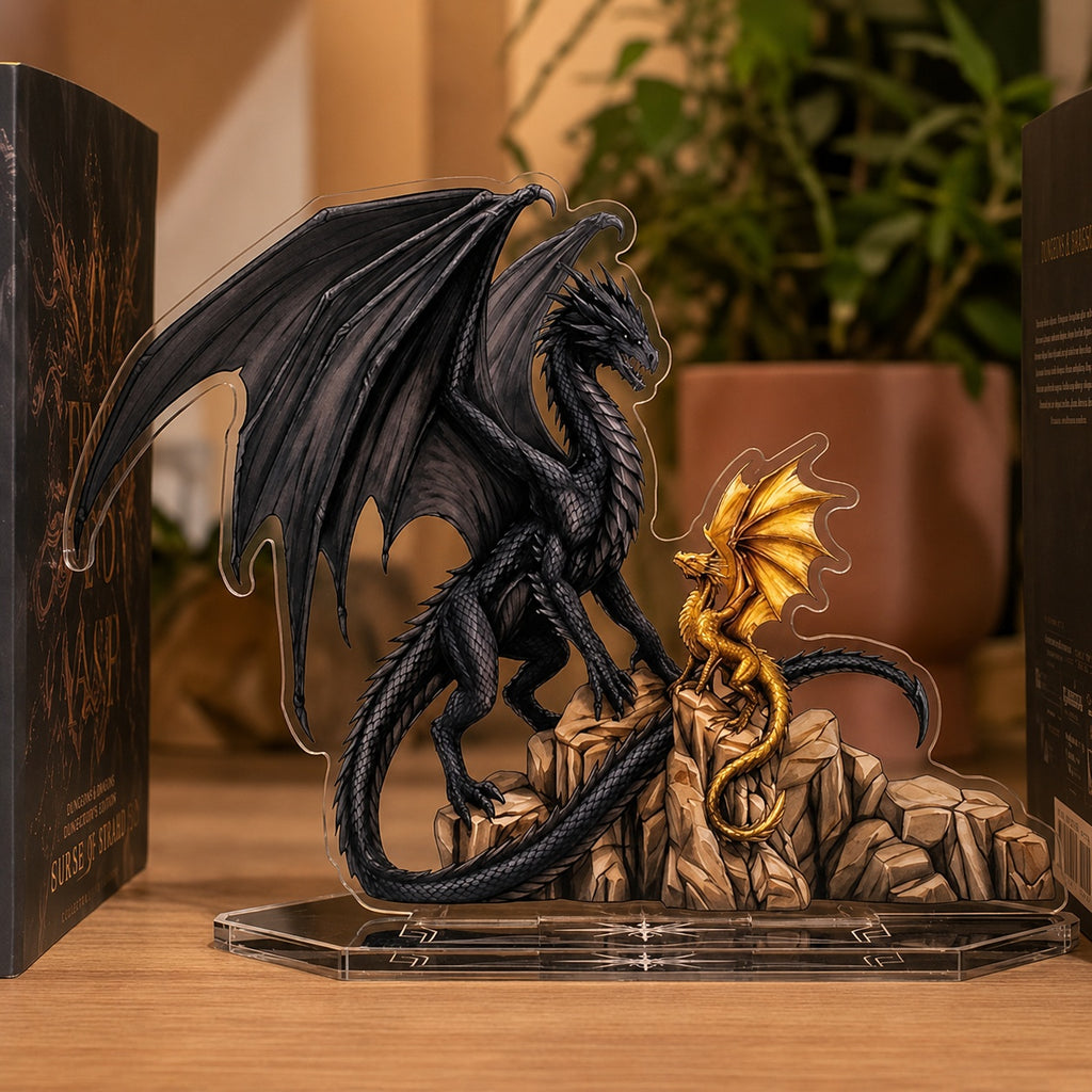 Tairn and Andarna Acrylic Bookend Standee, Fourth Wing Inspired Dragon Bookshelf Decor, Fantasy Reader Gift, Romantasy Book Nook. BSVLAR13
