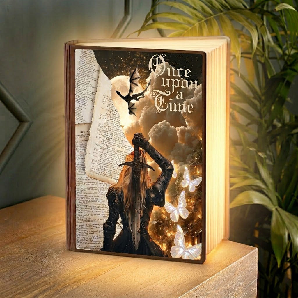 Once Upon A Time Book Lamp, Throne Of Glass Night Light, Fantasy Decor, Reader Gift for Fans, Mystical Bookish Home Decor BLVLR12