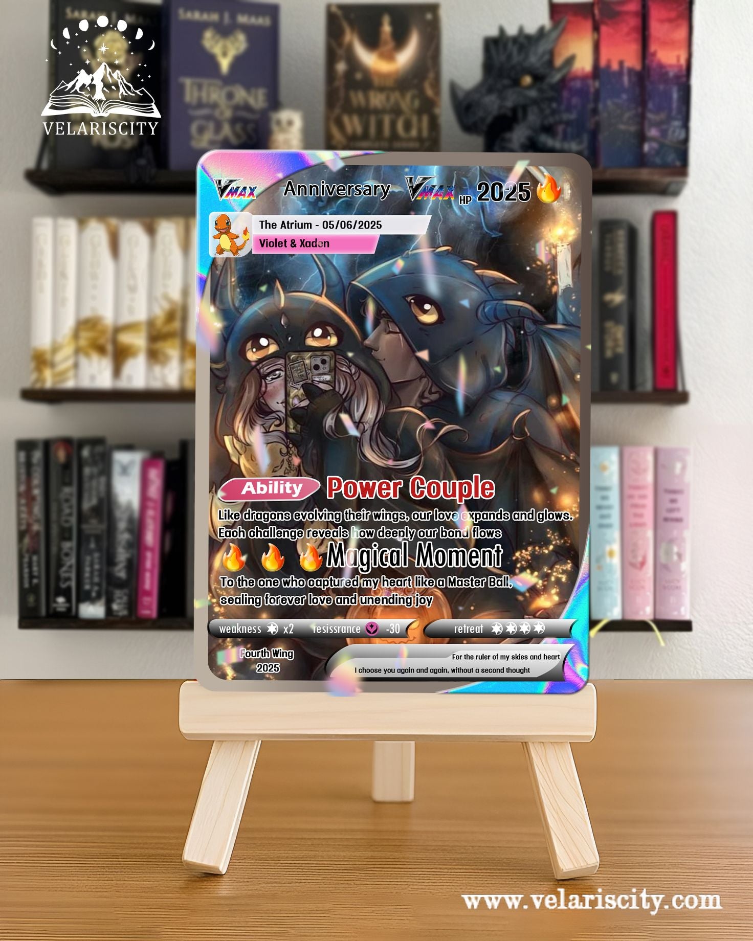 Violet Xaden Custom Card, Fourth Wing Fan Art, Anniversary Gift, Fantasy Dragons Collectible, Unique Gift for Fans CVLR02