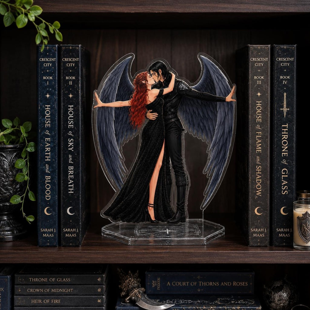 Bryce and Hunt Bookend Standee, Crescent City Angel Couple Shelf Decor, House of Earth and Blood Acrylic Display, Bookish Gift, Book Decor. BSVLAR03