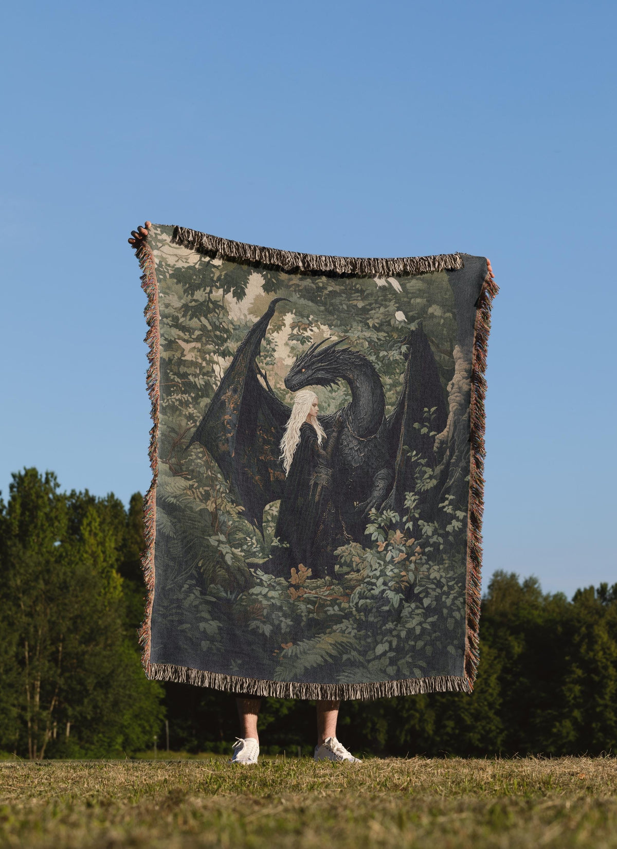 Throne of Glass Inspired Woven Blanket, Manon & Abraxos Tapestry Throw, TOG Fandom Gift, Cozy Booktok Decor for Book Lovers BKVLR02