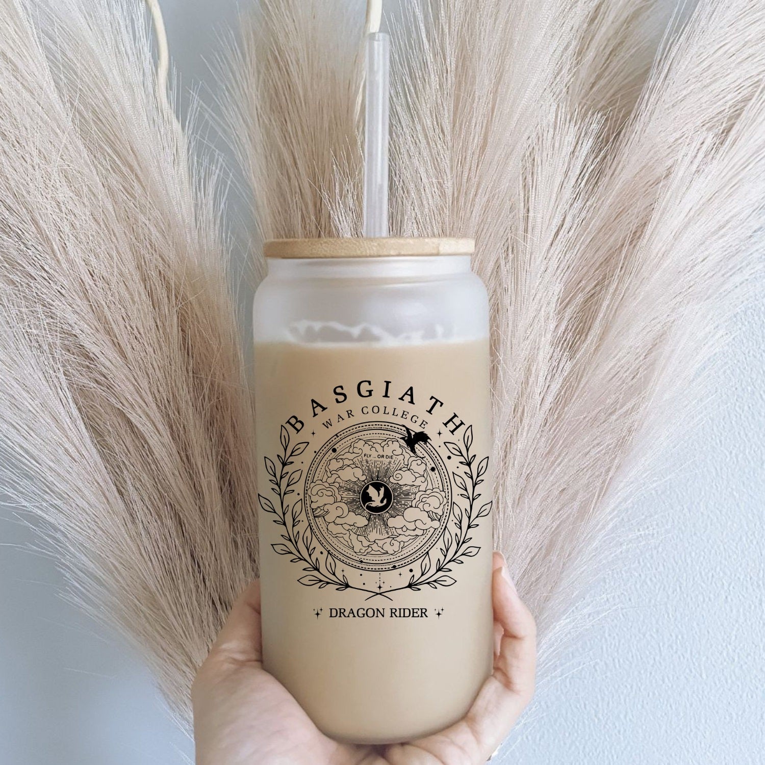 Fourth Wing Glass Tumbler, Basgiath War College Cup, Dragon Rider Iced Coffee Glass, Fantasy Bookish Mug, Violet and Xaden Fan Gift GLVLR04