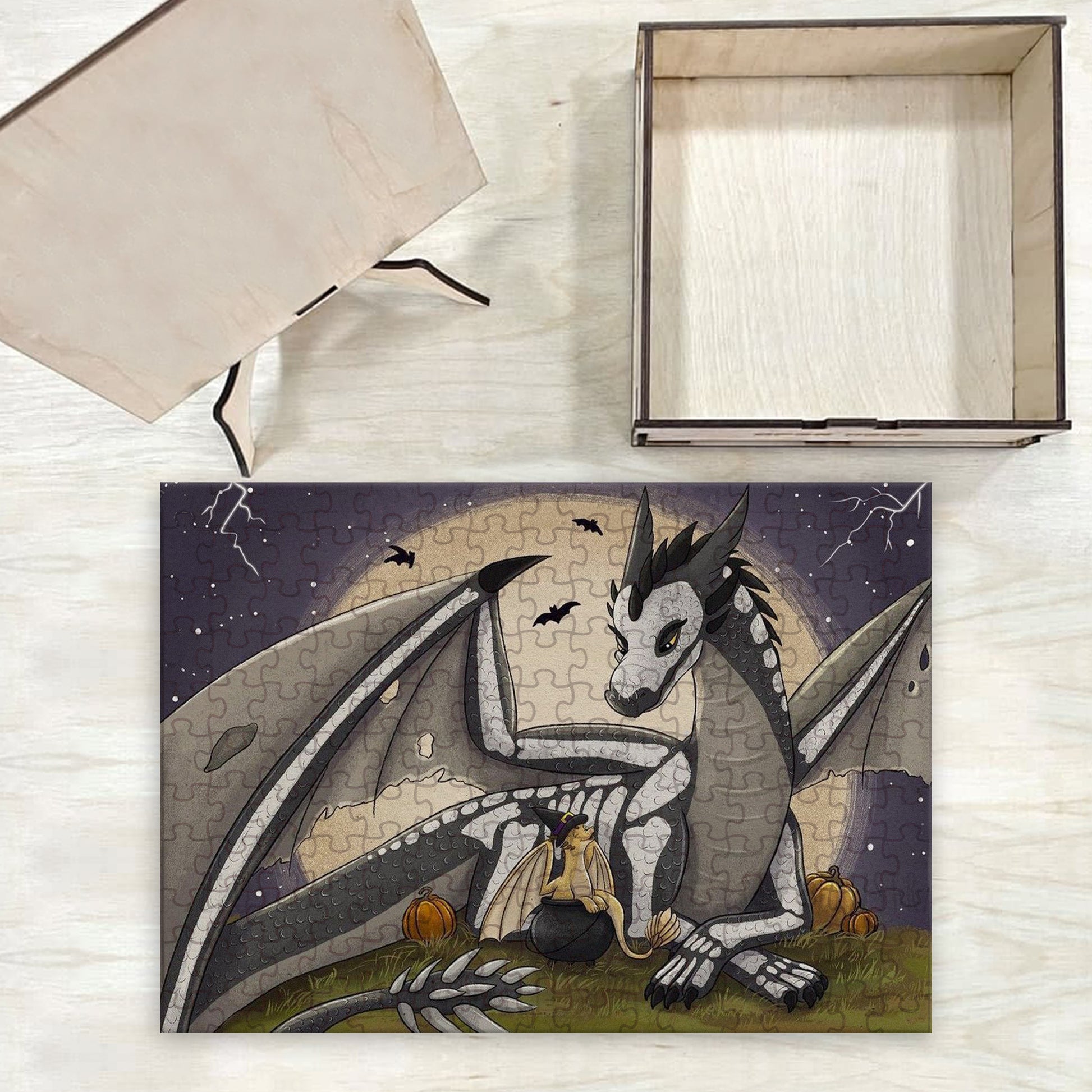 Fourth Wing Puzzle Tairn & Andarna Dragons, Fantasy Wooden Jigsaw Puzzle Bookish Gift for Dragon Lovers PVLR03