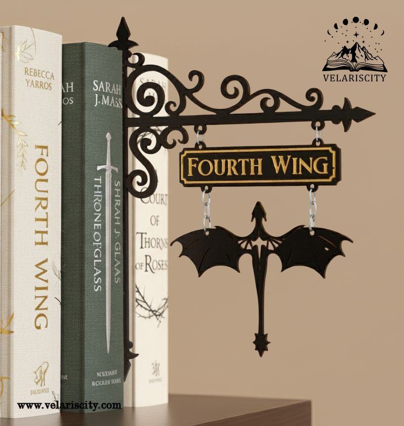 Fourth Wing Book Tavern Sign, Dragon Wing Wooden Book Tracker, Basgiath War College Decor, Fantasy Bookish Sign, Gift for Readers and Fans BSVLR23