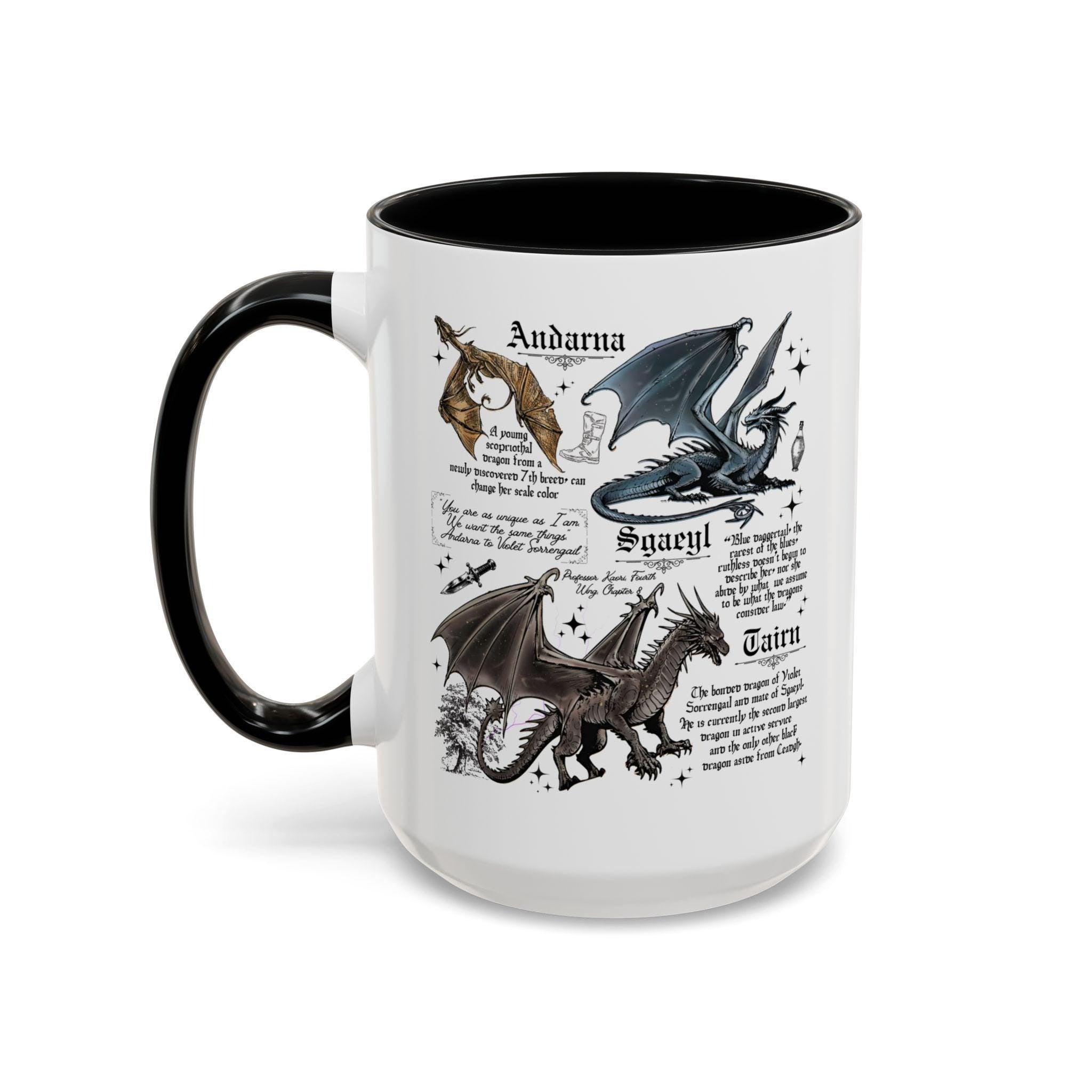 Onyx Storm Mug, Fourth Wing Dragons Tairn Andarna Dragon Rider Basgiath War College Bookish Gift for Readers, Violet Sorrengail, Bookish Mug MGVLR03