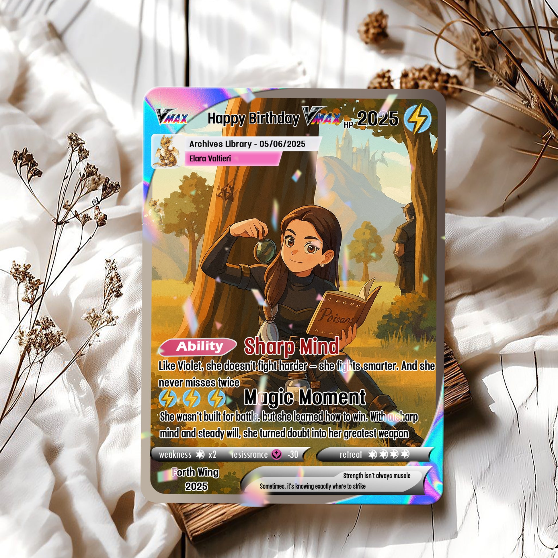 Birthday Custom Card, Custom Photo Anime Card, Fourth Wing Card Gift, Custom Violet Card Gift. CVLR025