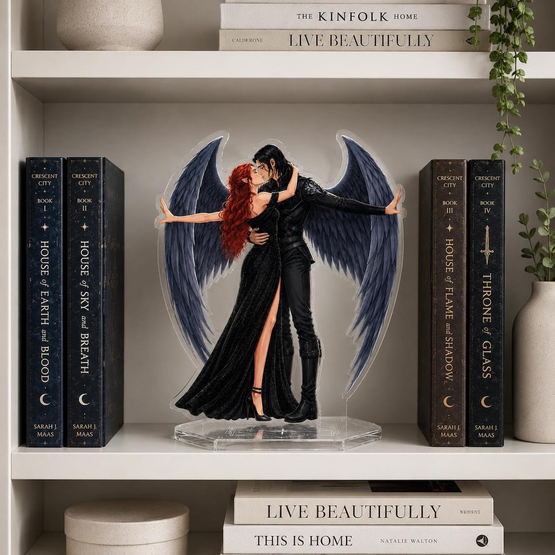 Bryce and Hunt Bookend Standee, Crescent City Angel Couple Shelf Decor, House of Earth and Blood Acrylic Display, Bookish Gift, Book Decor. BSVLAR03