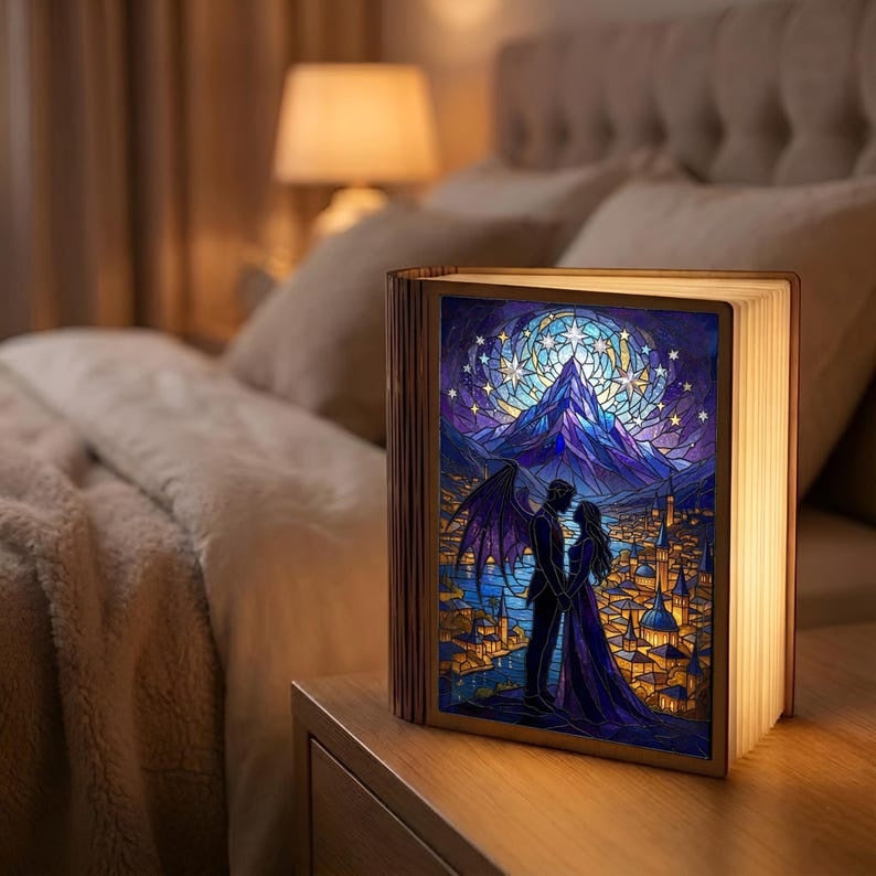 Feyre Rhysand Velaris Book Lamp, Acotar Inspired Night Light, Romantic Fantasy Reader Gift, Starfall Room Decor, Velaris City Of Starlight BLVLR03