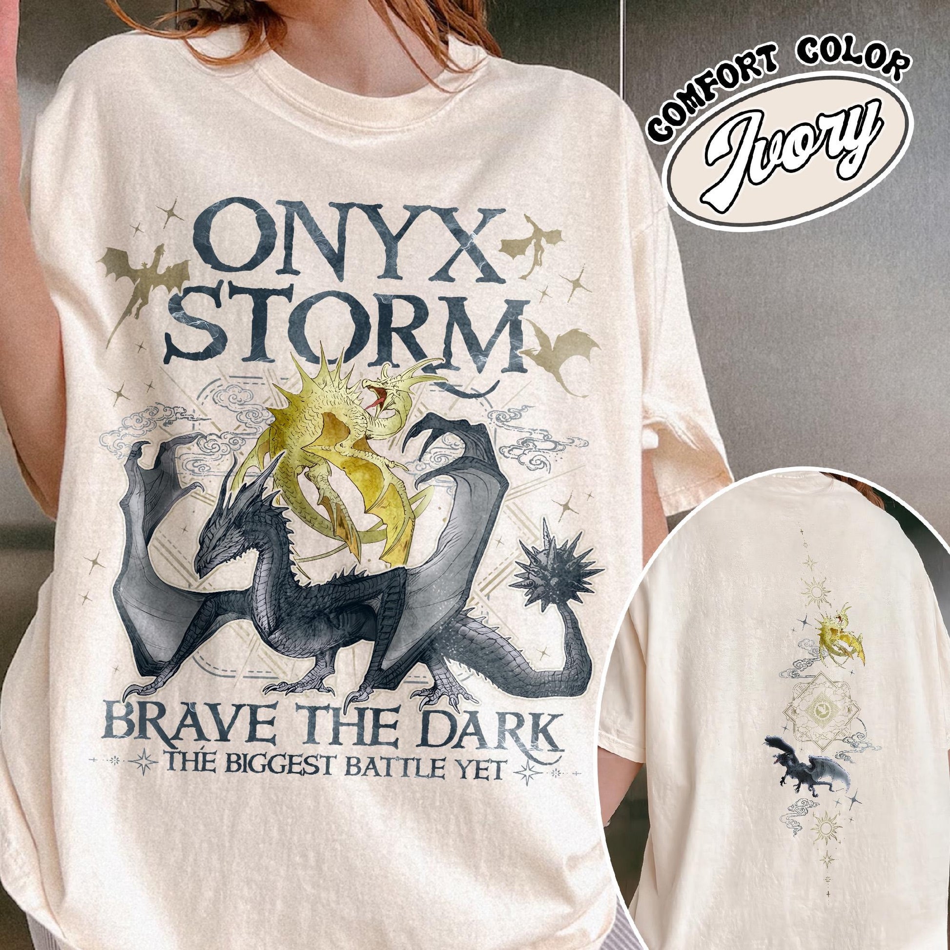Comfort Colors Onyx Storm Brave the Dark Comfort Colors Shirt, Fourth Wing Series Shirt, Dragon Rider Shirt, Basgiath War College Shirt, Violet Sorrengail CFVLR42