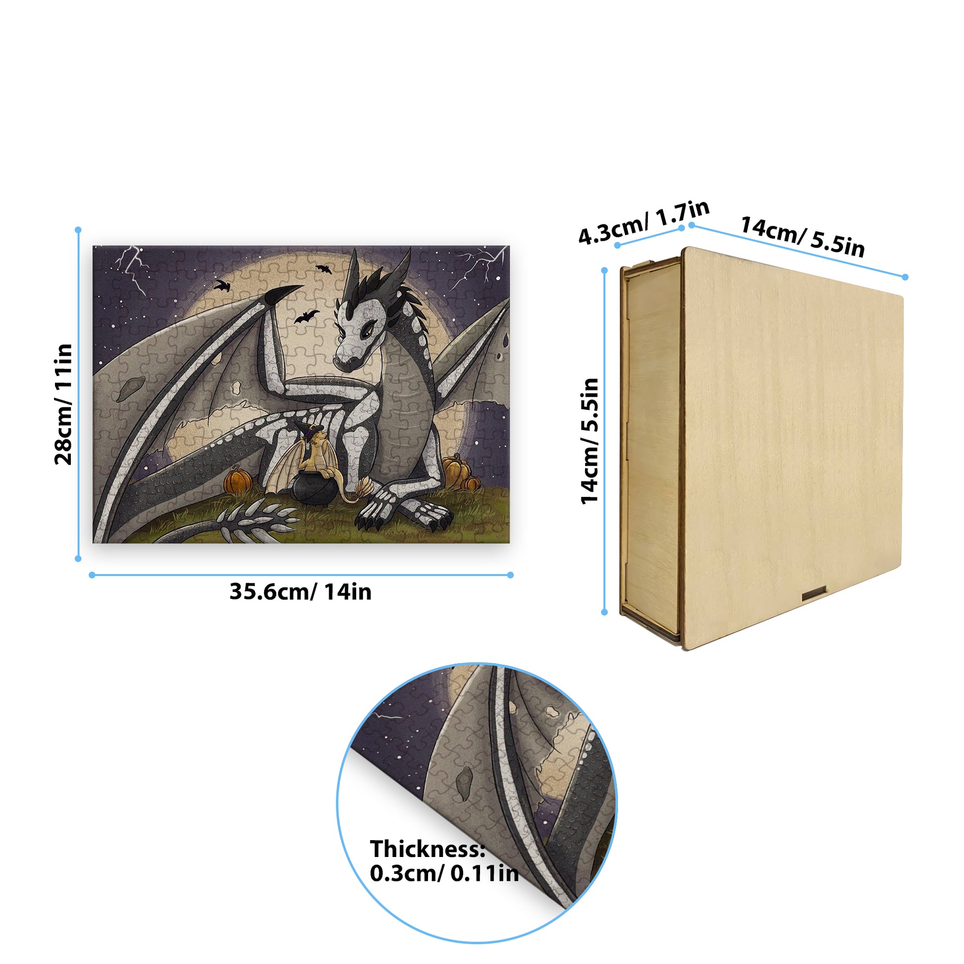Fourth Wing Puzzle Tairn & Andarna Dragons, Fantasy Wooden Jigsaw Puzzle Bookish Gift for Dragon Lovers PVLR03
