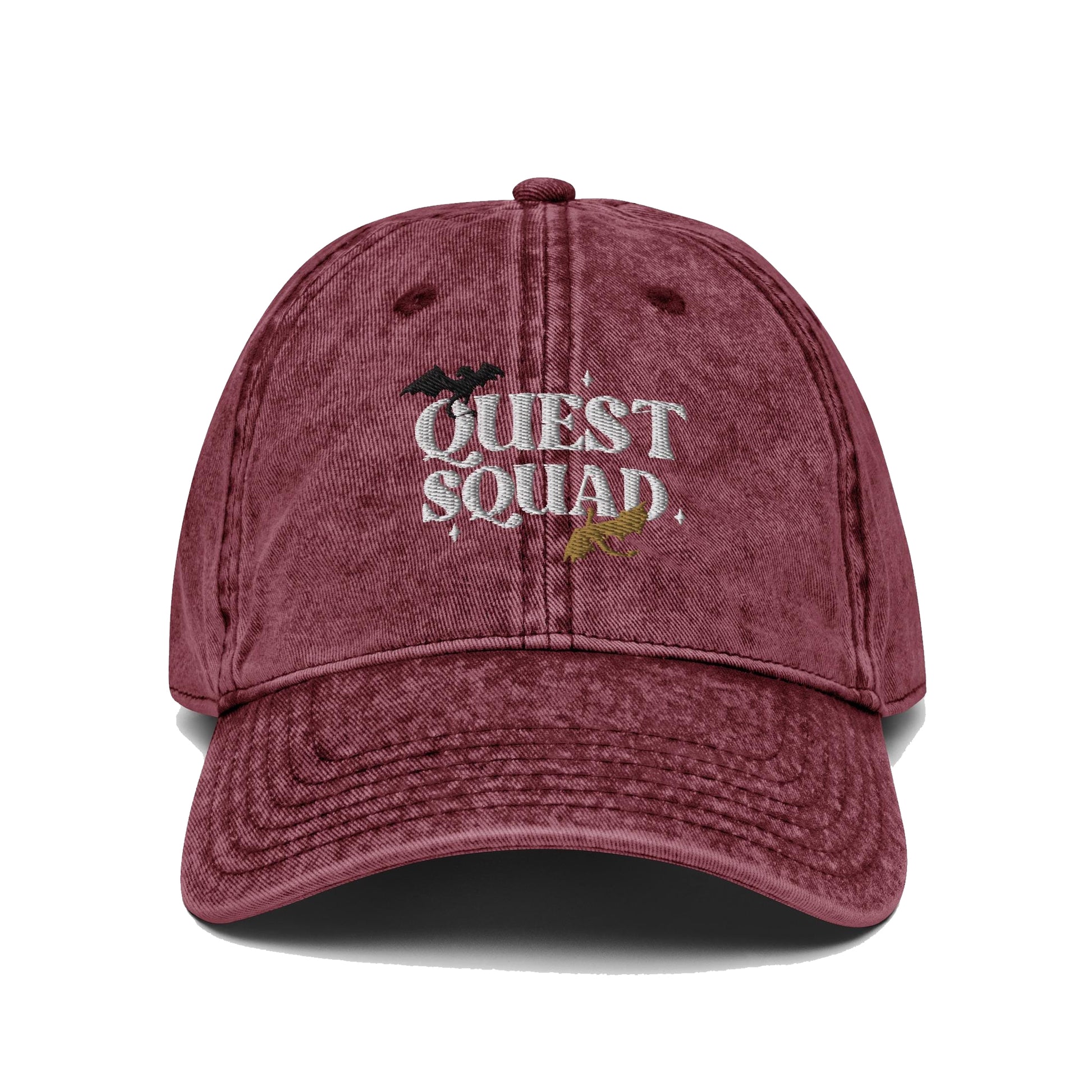Embroidered Quest Squad Hat with Dragon on the side, Fourth Wing Embroidery Cap, Basgiath War College, Dragon Riders, Riders Quadrant Hat VLRH11
