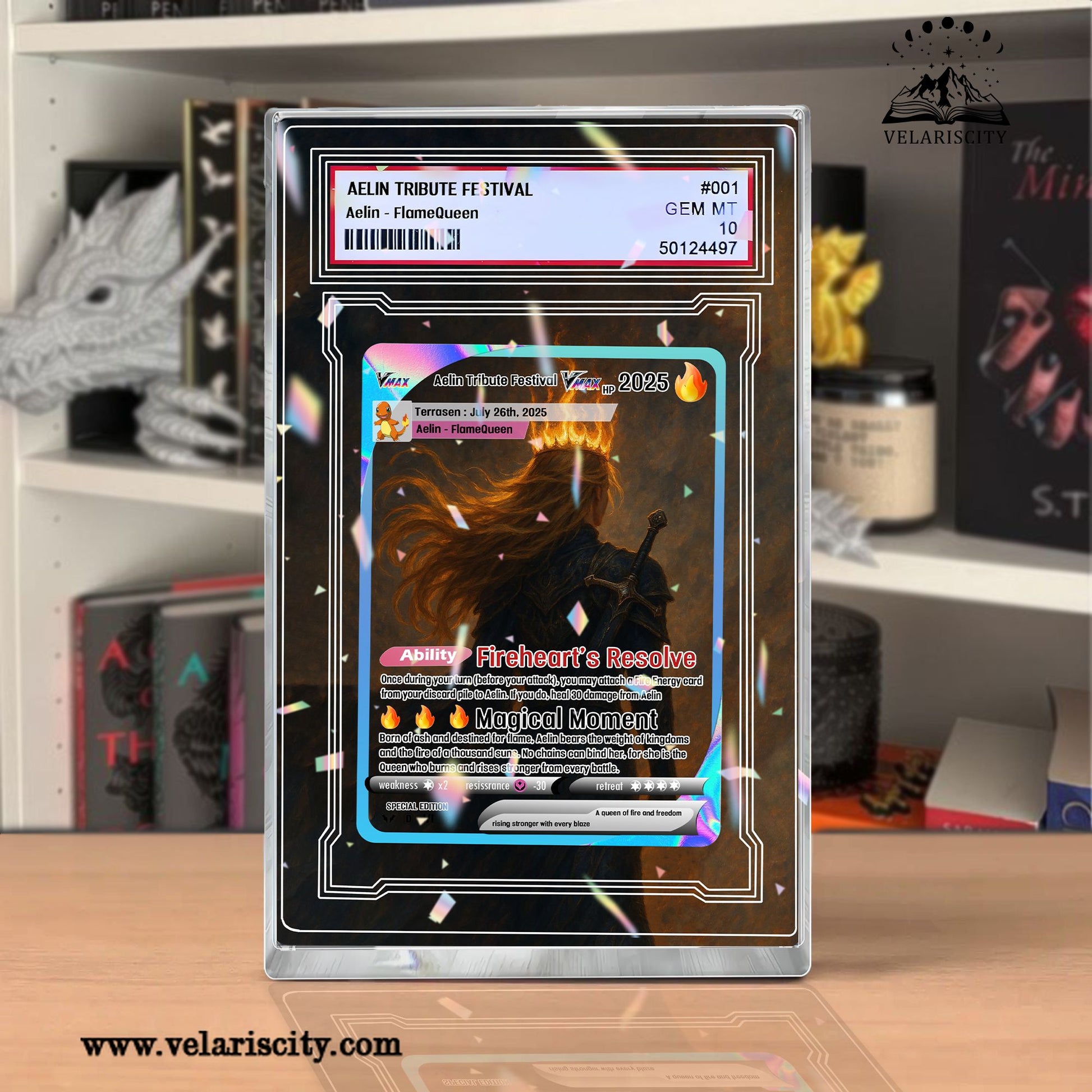 Aelin FlameQueen Acrylic Block, Throne of Glass Fanart, Fire-Themed Gift, Fantasy Decor for Book Lovers & Collectors ABVLR03