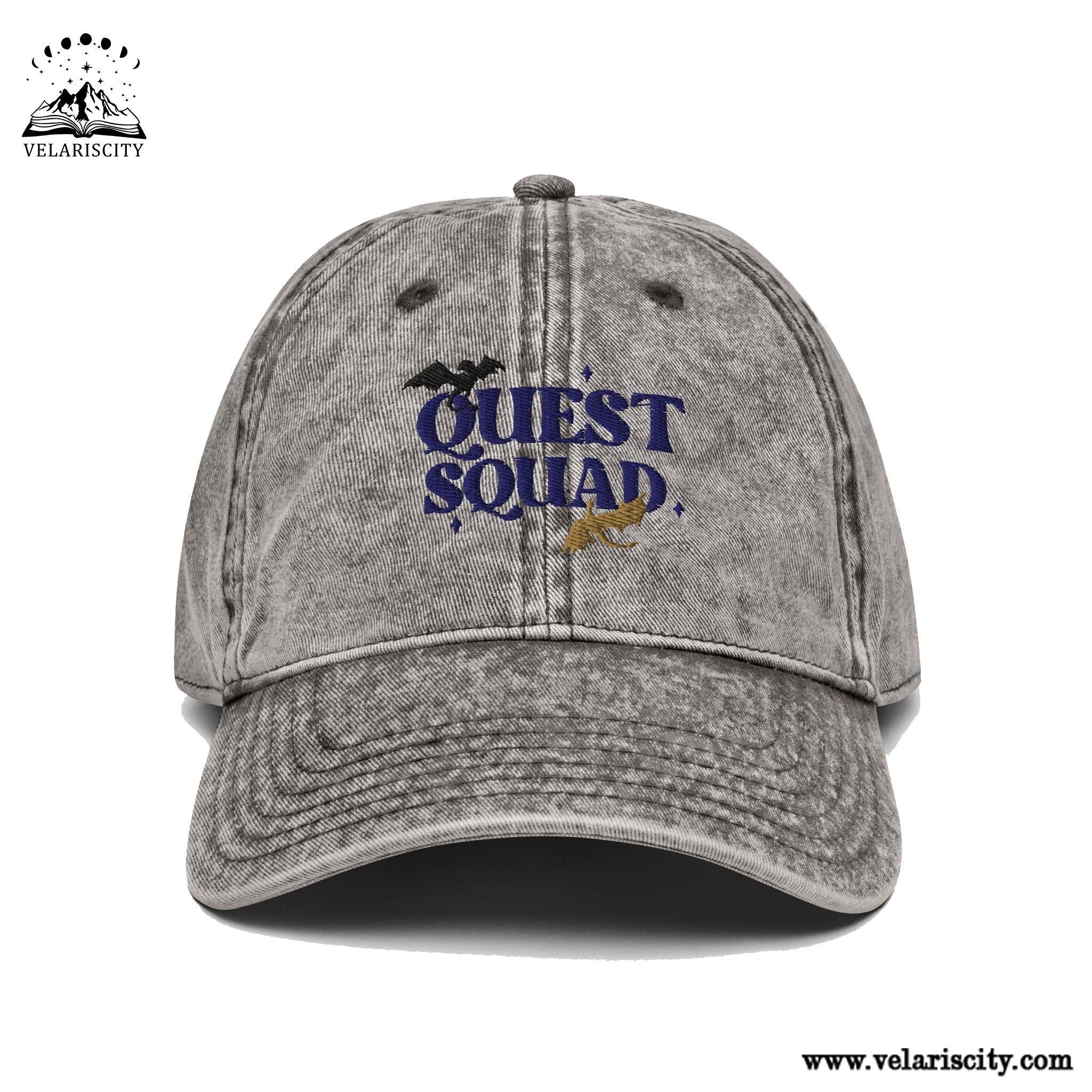 Embroidered Quest Squad Hat with Dragon on the side, Fourth Wing Embroidery Cap, Basgiath War College, Dragon Riders, Riders Quadrant Hat VLRH11