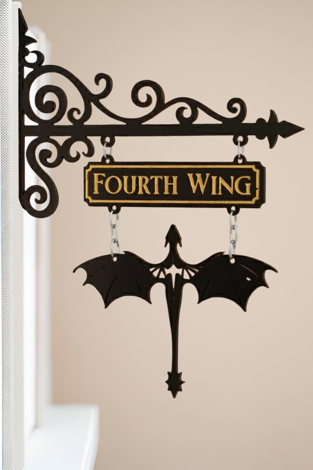 Fourth Wing Book Tavern Sign, Dragon Wing Wooden Book Tracker, Basgiath War College Decor, Fantasy Bookish Sign, Gift for Readers and Fans BSVLR23