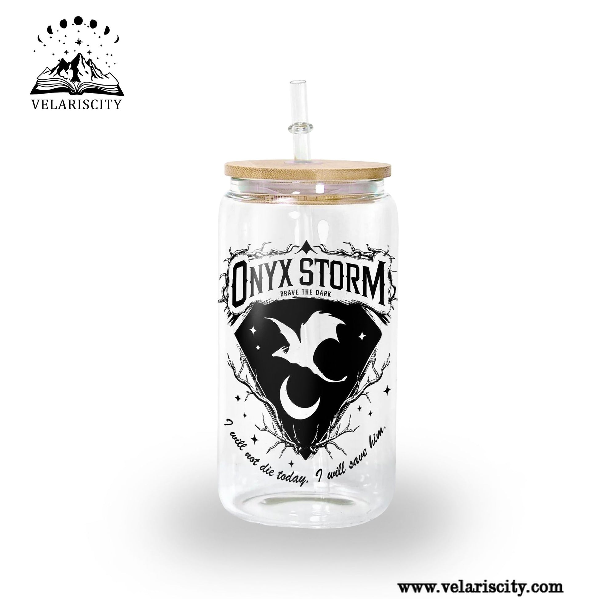 Onyx Storm Glass Can Cup with Straw, Fourth Wing Empyrean Dragon Tumbler, Rebecca Yarros Bookish Gift GLVLR38