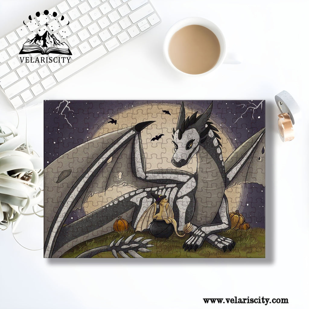 Fourth Wing Puzzle Tairn & Andarna Dragons, Fantasy Wooden Jigsaw Puzzle Bookish Gift for Dragon Lovers PVLR03