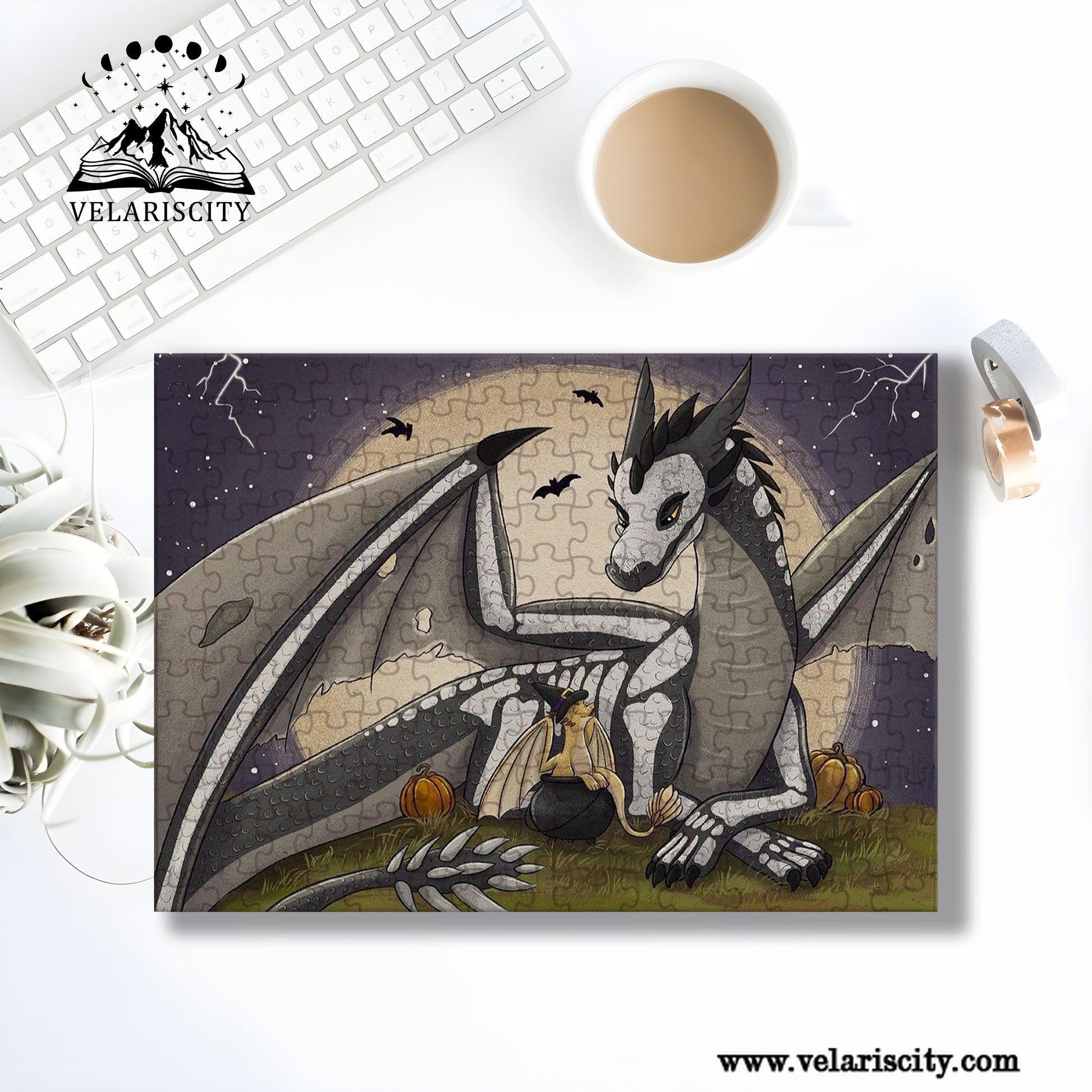 Fourth Wing Puzzle Tairn & Andarna Dragons, Fantasy Wooden Jigsaw Puzzle Bookish Gift for Dragon Lovers PVLR03