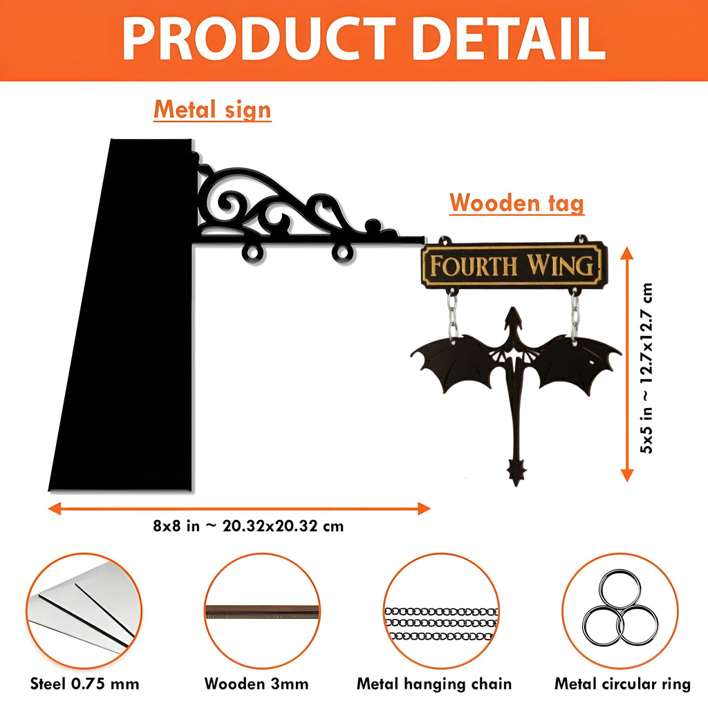 Fourth Wing Book Tavern Sign, Dragon Wing Wooden Book Tracker, Basgiath War College Decor, Fantasy Bookish Sign, Gift for Readers and Fans BSVLR23