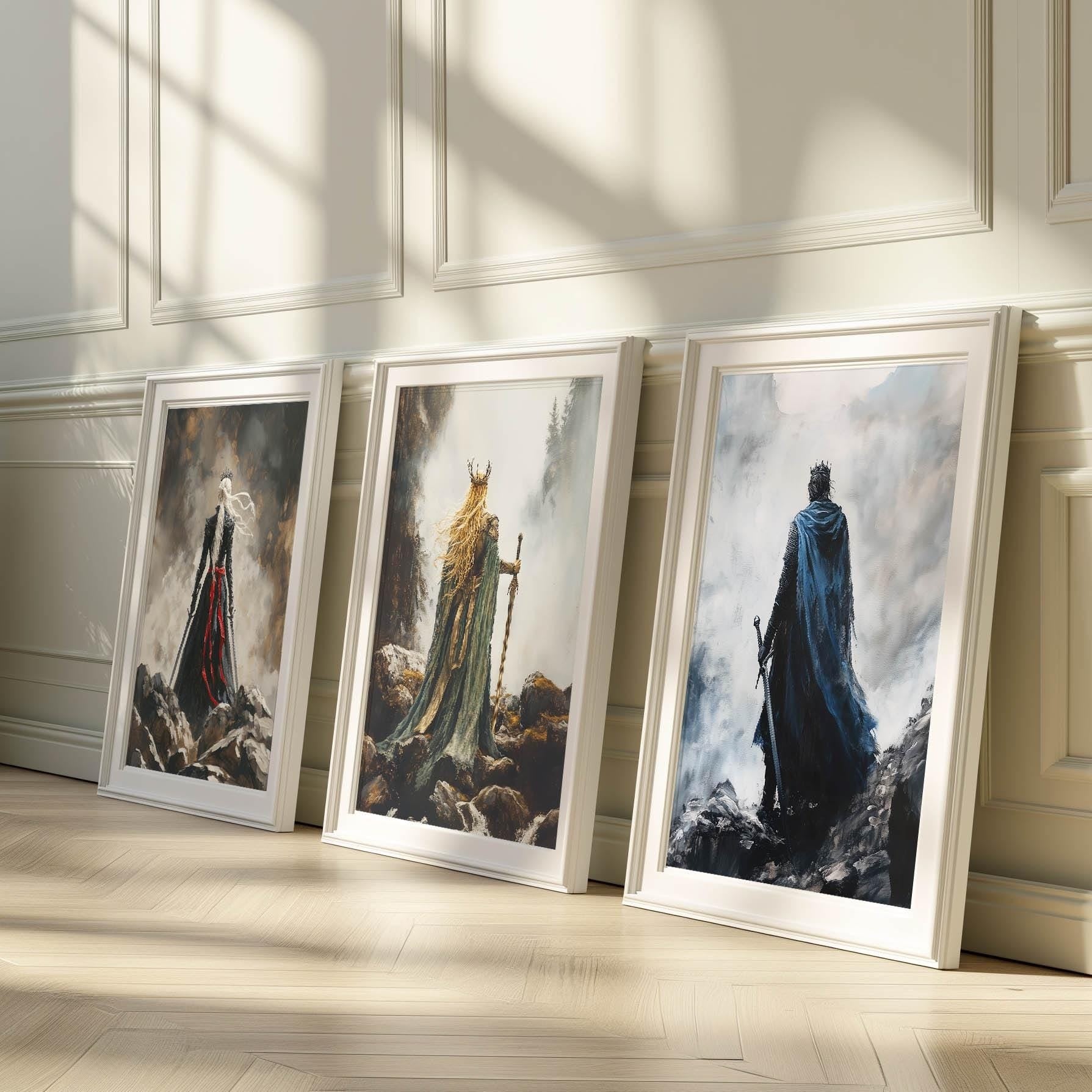 Throne of Glass Silhouette Poster Set of 3, Manon Blackbeak, Dorian Havilliard, Aelin Galathynius Art Prints, Sarah J Maas Wall Decor VLRP46