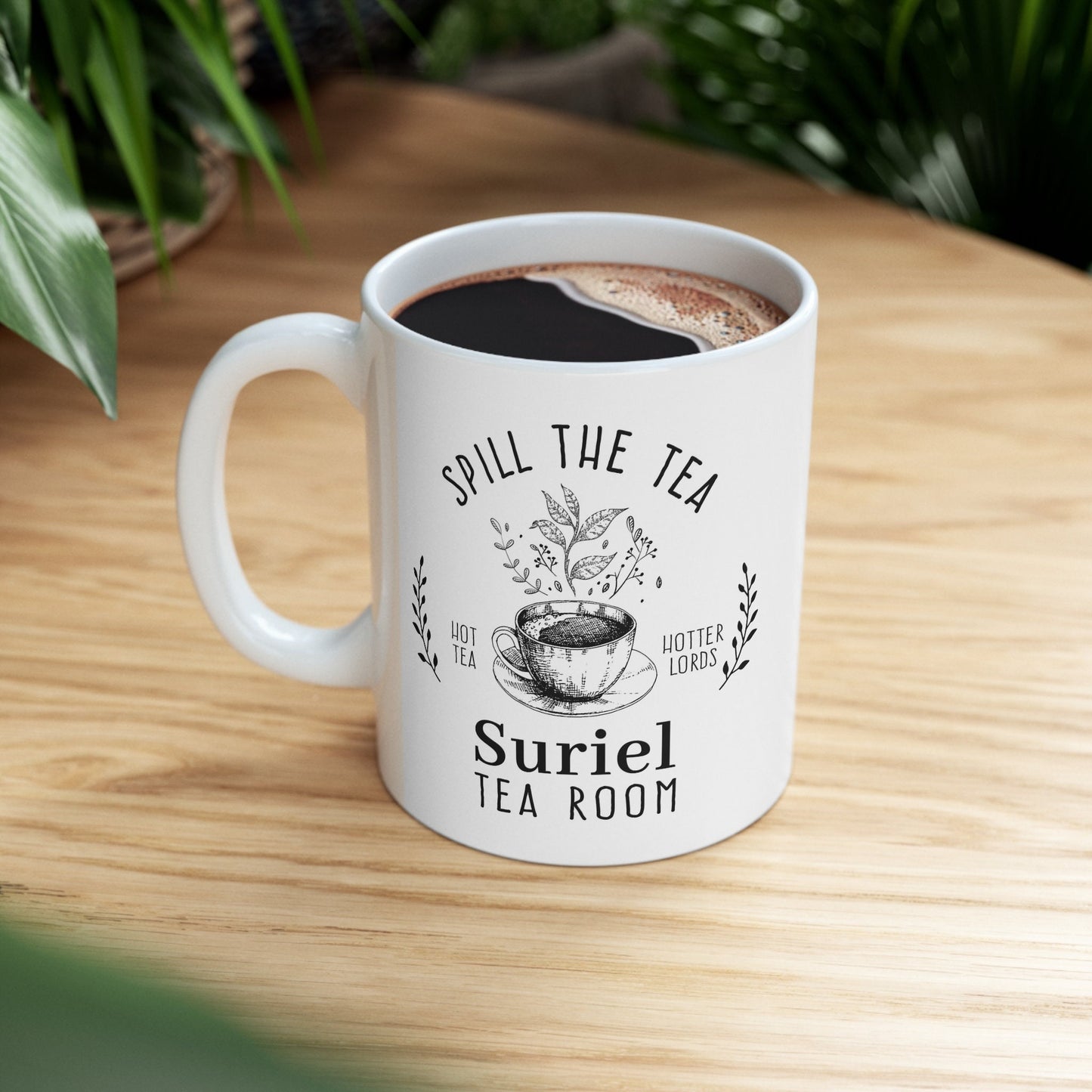 Suriel Tea Room Book Mug, Spill The Tea, ACOTAR Merch Night Court Bookish Mug, Book Themed Gifts, Velaris Mug Rhysand Bookish Gifts Literary MGVLR30