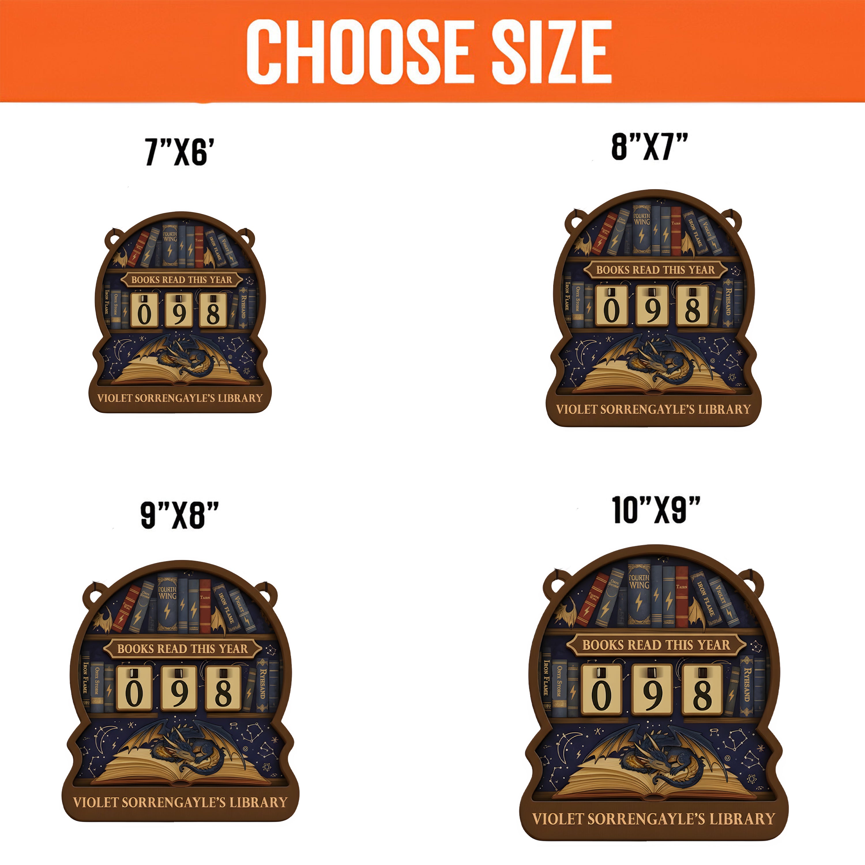 Fourth Wing Book Tracker Sign, Violet Sorrengale Dragon Decor, Reading Goal Display, Fantasy Bookish Gift, Wall Hanging BTVLR36