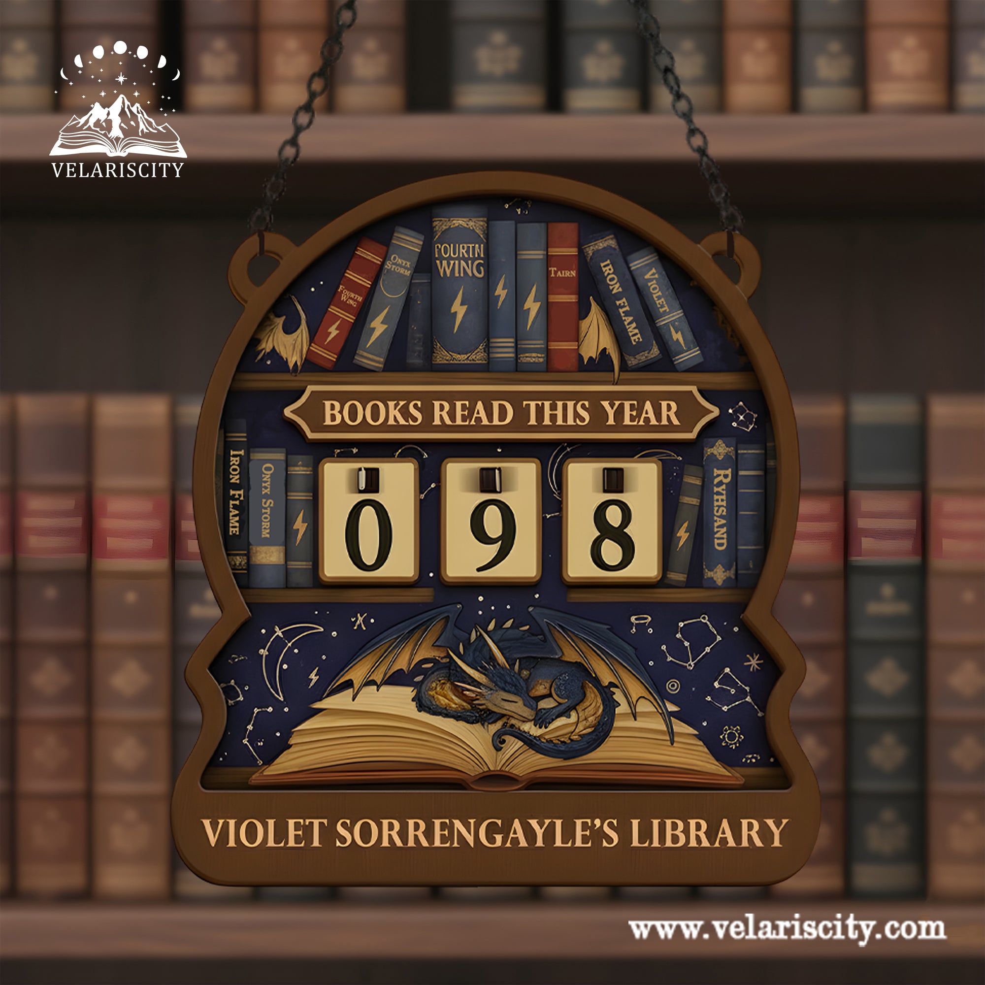 Fourth Wing Book Tracker Sign, Violet Sorrengale Dragon Decor, Reading Goal Display, Fantasy Bookish Gift, Wall Hanging BTVLR36