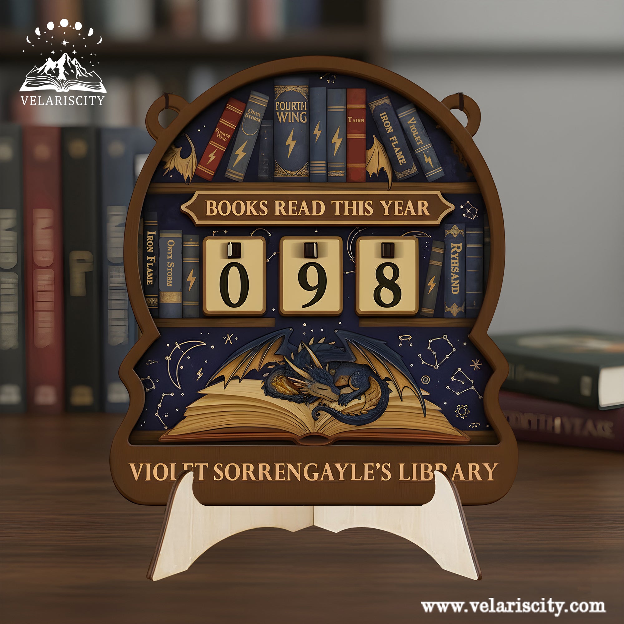 Fourth Wing Book Tracker Sign, Violet Sorrengale Dragon Decor, Reading Goal Display, Fantasy Bookish Gift, Wall Hanging BTVLR36